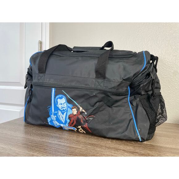 Star Wars Jedi Gym‎ Duffel Bag Black Blue Shoulder Strap Qui-Gon Obi-Wan Graphic - Picture 3 of 10